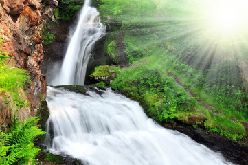 Fototapeta premium Waterfall of Cavalese,Val di Fiemme,Italy