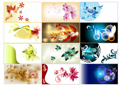 Bussines Cards Set In Floral Style