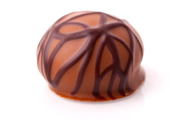 chocolate praline, on a white background
