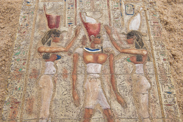 Ancient egyptian paintings on the stone plate