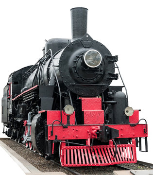 Fototapeta Steam train on white background.