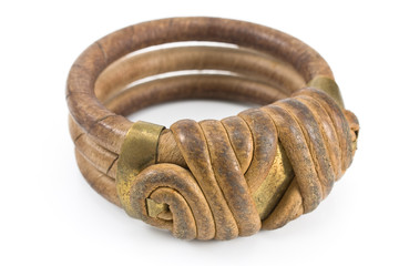 Wooden bracelet with leather