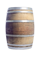 Used Oak Wine Barrel Isolated on White