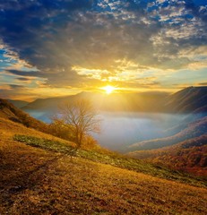 sunrise above a mountain valley