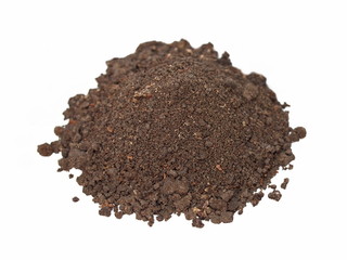 macro pile dirt isolated on white background