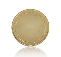 Gold coin or medal iolated on white background