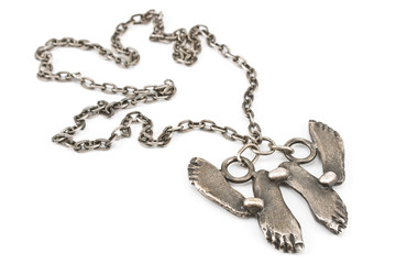 Silver necklace with foot pendant