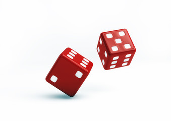 Red Dice 3D Illustration on white background