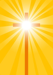 Cross on yellow background