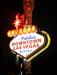 Rolgordijnen Het bord in het centrum van Las Vegas & 39 s nachts © travelview