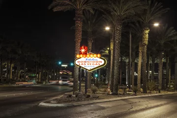 Meubelstickers Het bord in het centrum van Las Vegas & 39 s nachts © travelview