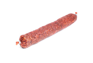 Meat product.Sausage isolated  on  white.