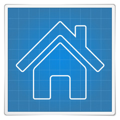 Fototapeta premium Blueprint House Icon