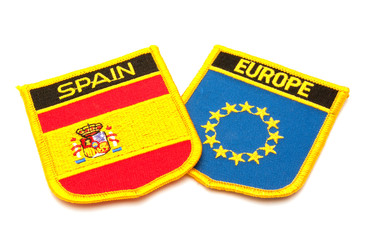 spain and europe flags