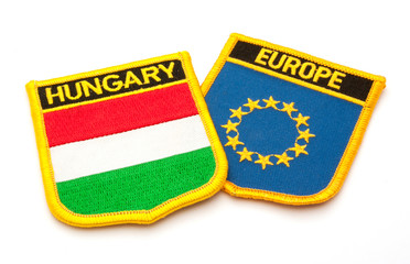hungarian and european flags
