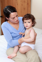 Mother and baby with chickpox