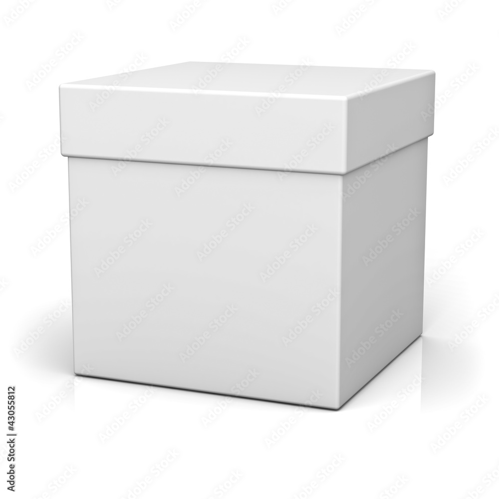 Poster blank box on white background with reflection