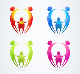 family concept holding hands. vector illustration