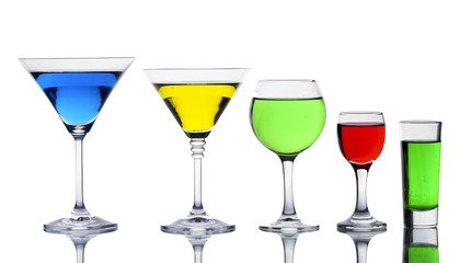 alcoholic cocktails isolated on white