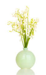 May-lilies in vase isolated on white