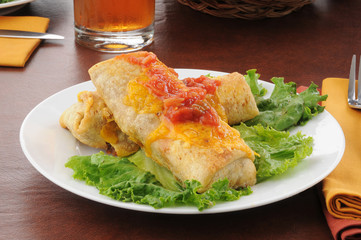 Plate of chimichangas with cheese