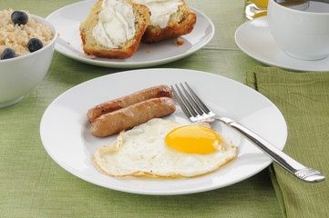 Sausage and eggs with coffee cake