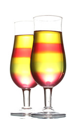 fruit jelly in glasses isolated on white