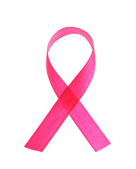 Pink breast cancer ribbon isolated on white