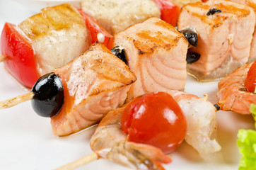grilled salmon and shrimps