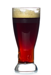 beer glass full of cold red ale