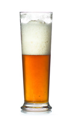 beer glass full of cold lager.