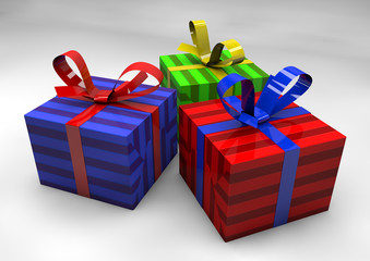 Colorful gift boxes with colorful ribbons