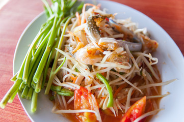 papaya salad with horse crab