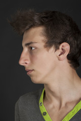 Portrait of a sad young man's profile