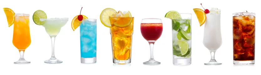Deurstickers Cocktail set met diverse cocktails