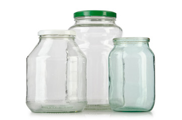 Glass empty jar isolated on white