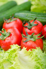 Tomatoes and cucumbers ready for salad