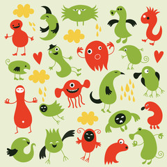 set of  cute monsters