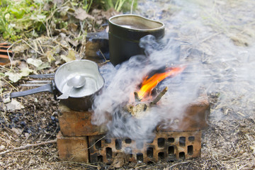 Campfire in camping