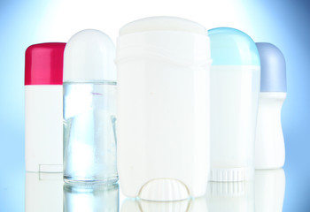 deodorant on blue background