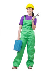 Woman worker isolated on the white