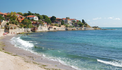 Fototapeta na wymiar Plaża nad Morzem Czarnym w Nessebar, Bułgaria