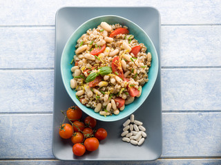 spelt risotto with beans and tomatoes