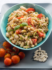 spelt risotto with beans and tomatoes