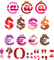 Sweet punctuation marks, dollar sign and euro