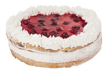 cake with cherries isolated
