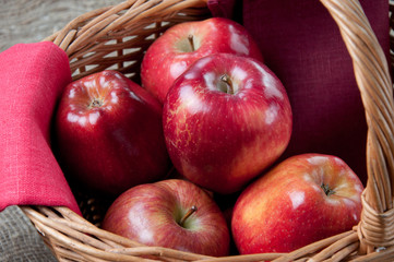 Basket full of red apples, studio shot