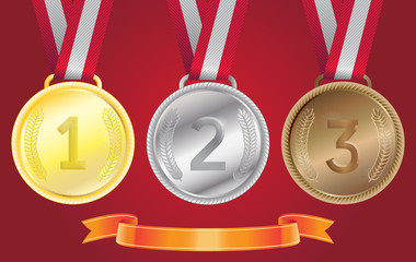 Olympic medals set - gold, silver, bronze