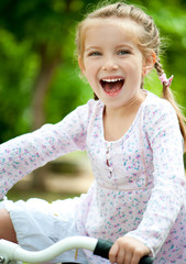 girl with bicycle