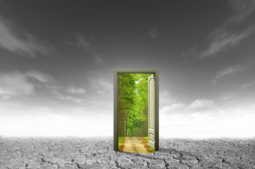 Door open to the new world, for environmental concept and idea